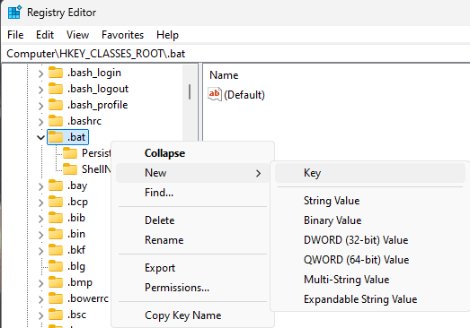 new key for .bat