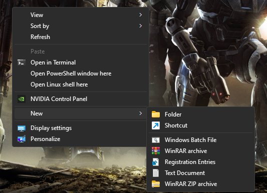 context menu